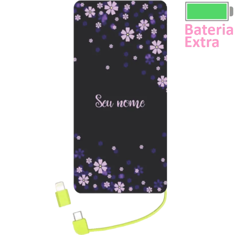 Power Bank Floral Azul (Com Nome)