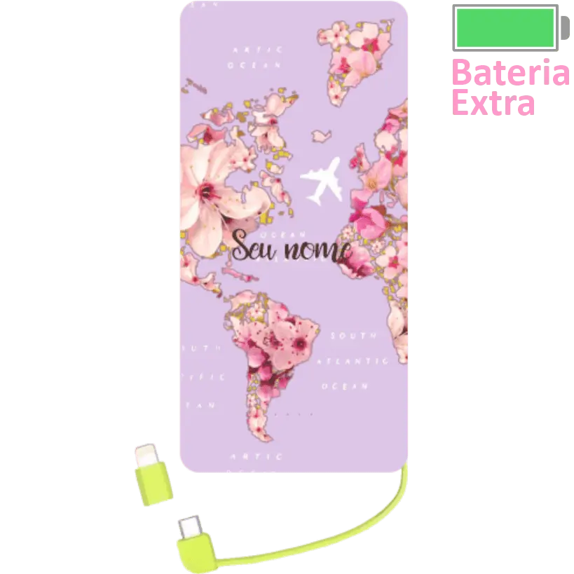 Power Bank Volta Ao Mundo De Flores (Com Nome)